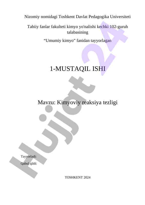 Kimyoviy reaksiya tezligi bilan bog'liq asoslar