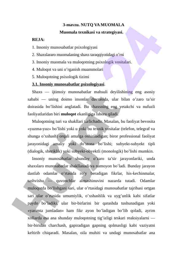Nutq va muomala muloqot asoslari
