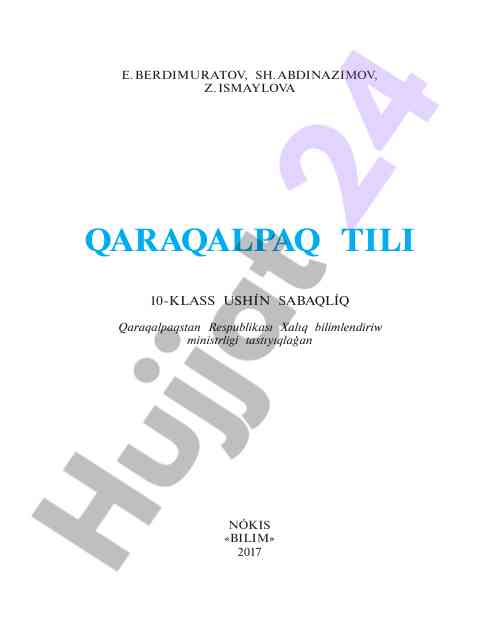 Qàràqàlpàq tili 10-klàss ushín sàbàqlíq