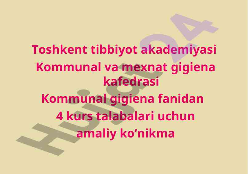 Ichimlik suvini tekshirish usuli va hajmi