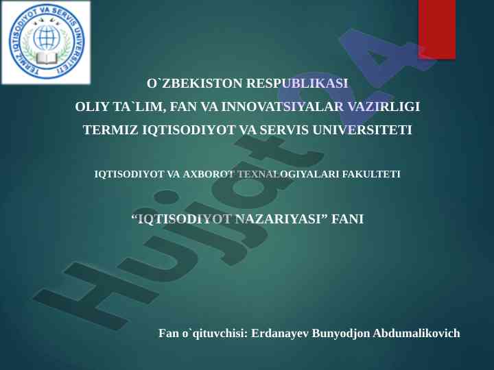 Iqtisodiyot nazariyasi fanining asosiy yo'nalishlari