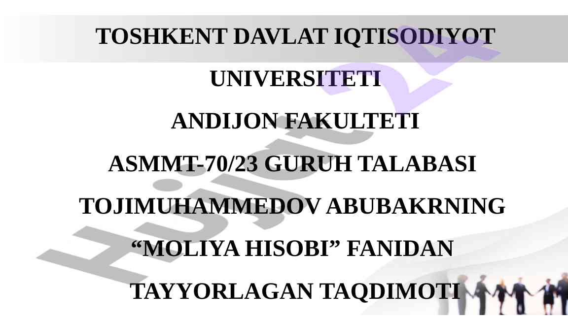 Korxona majburiyatlari hisobi taqdimoti