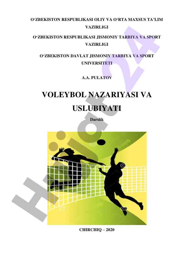 Voleybol nazariyasi va usuliyati darsligi