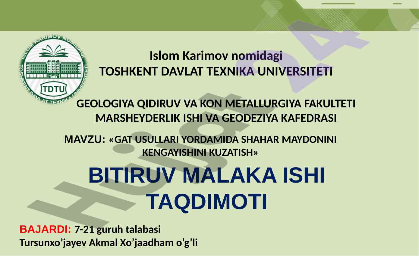 GAT USULLARI YORDAMIDA MAYDONNI KUZATISH