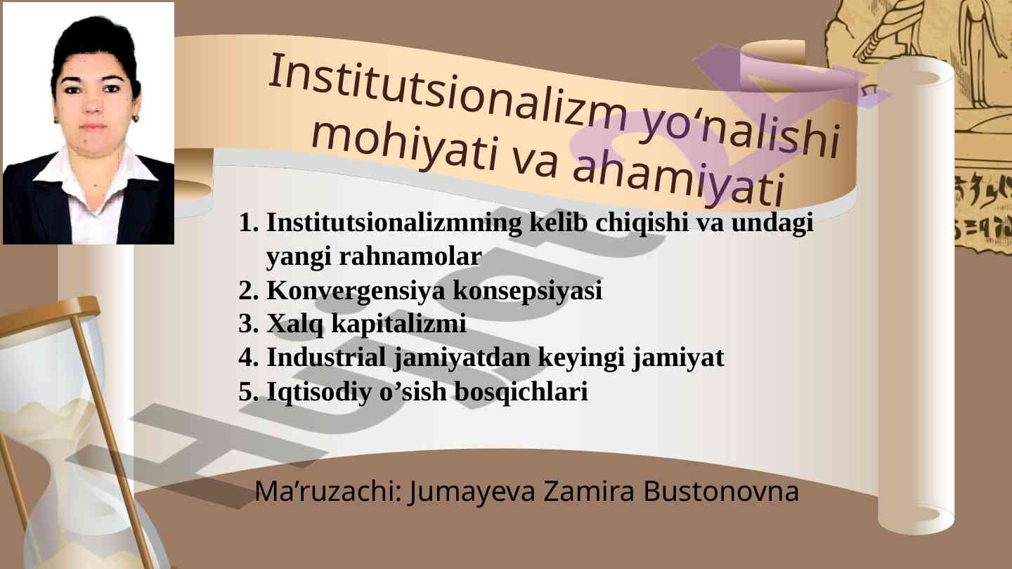 Institutsionalizm yoʻnalishi va ahamiyati