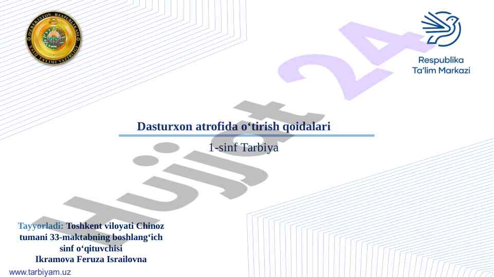 Dasturxon atrofida o‘tirish qoidalari va mashqlar