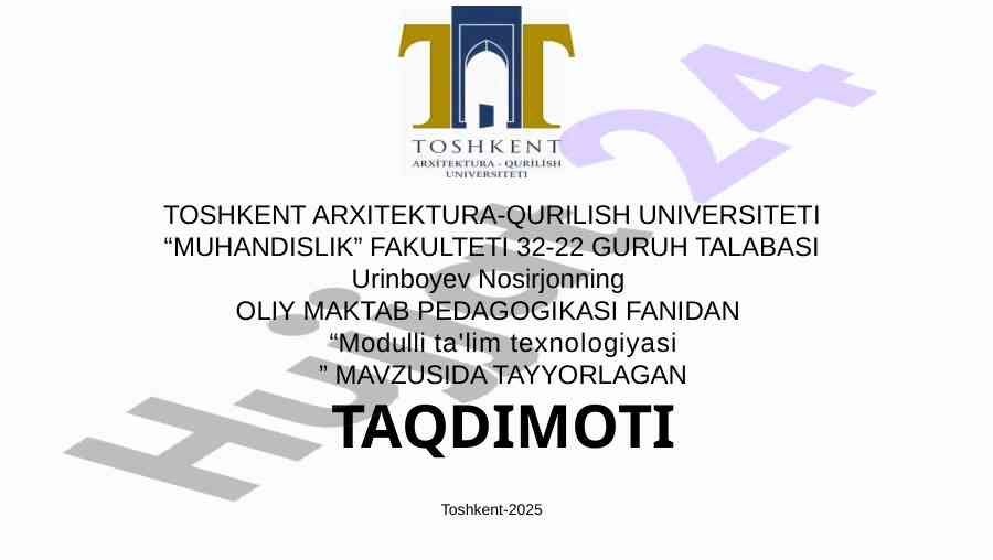 Modulli ta'lim texnologiyasi taqdimoti
