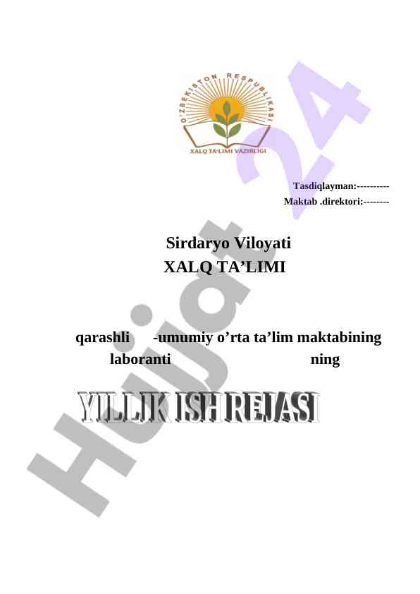 Biologiya yo’nalishi bo’yicha ish reja