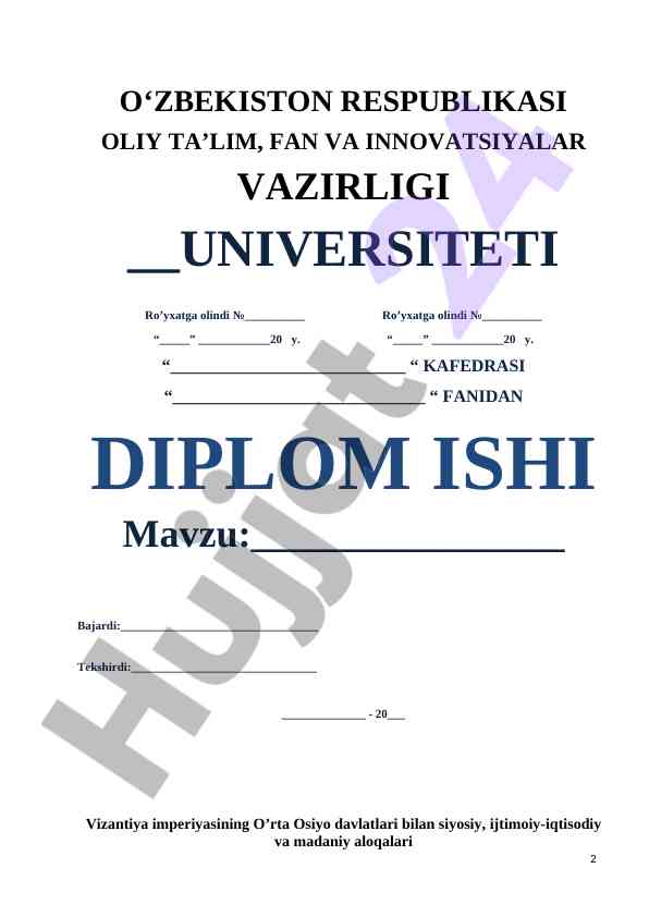 Vizantiya Imperiyasining O'rta Osiyo Davlatlari Bilan Aloqalari