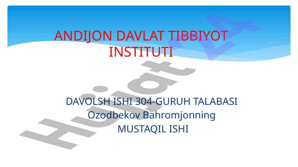 Zamonaviy gigiena va tibbiy ekologiya tadqiqoti