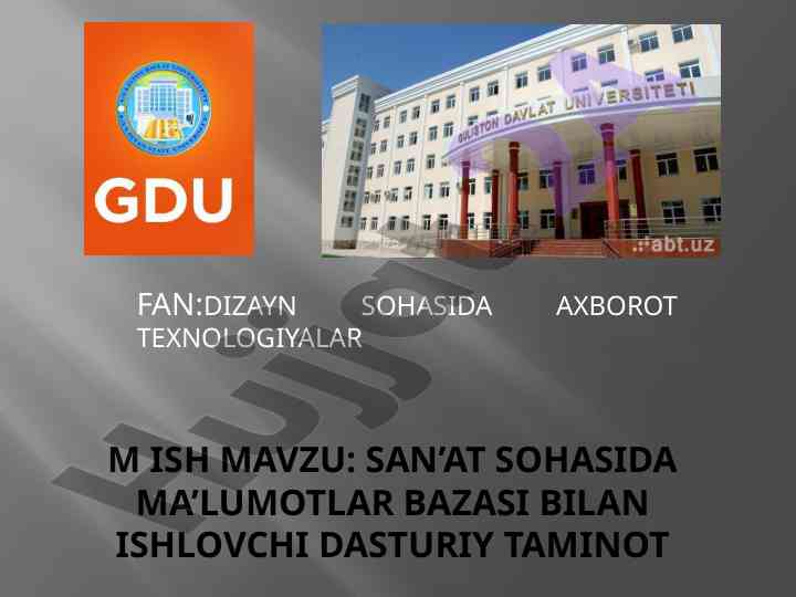 San’at sohasida ma’lumotlar bazasi dasturi