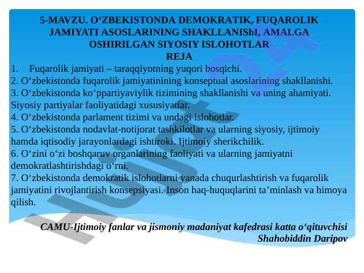 O‘zbekistonda fuqarolik jamiyatining shakllanishi