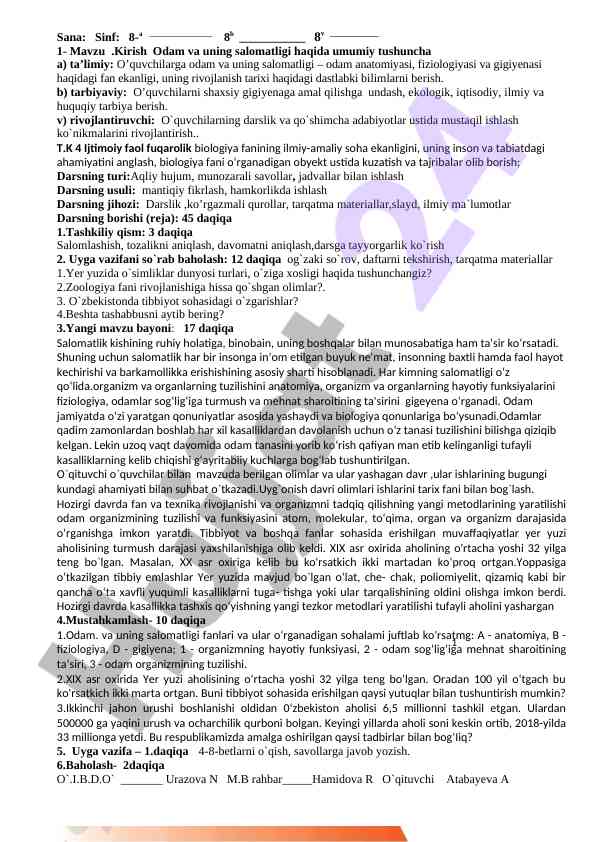 Odam va uning salomatligi haqida umumiy tushuncha