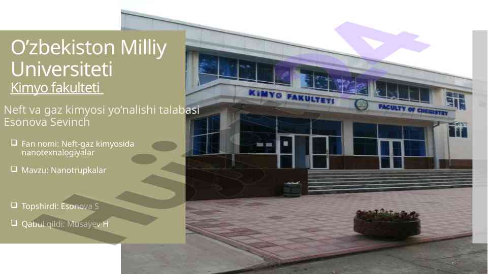 Nanotrubkalar kimyo kursi mavzusi