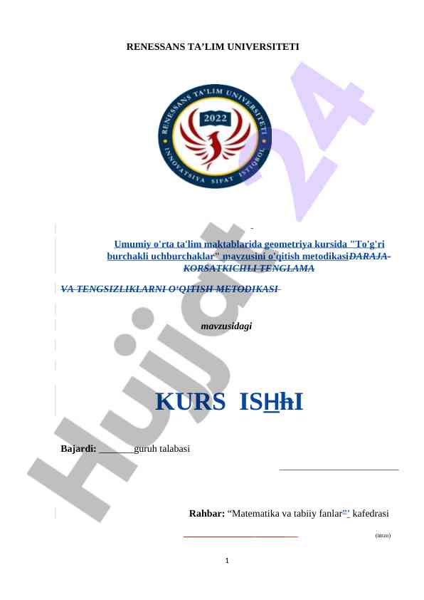 To‘g‘ri burchakli uchburchaklar o‘qitish metodikasi