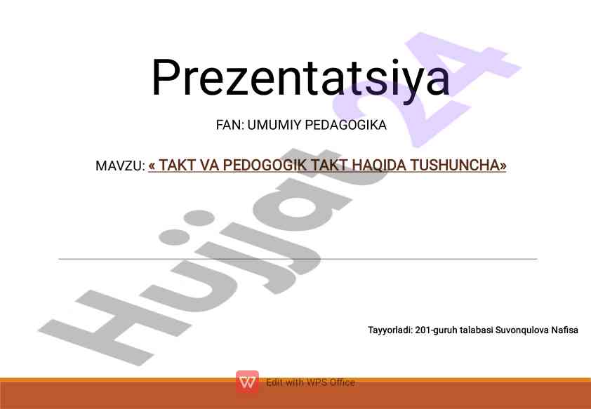 Takt va pedogogik takt haqida tushuncha