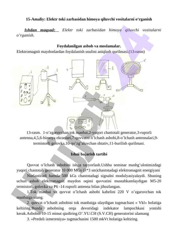Elektr toki zarbasidan himoya qilish vositalari