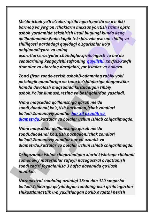 Me’da-ichak yo’li diagnostikasi bo’yicha yondashuvlar