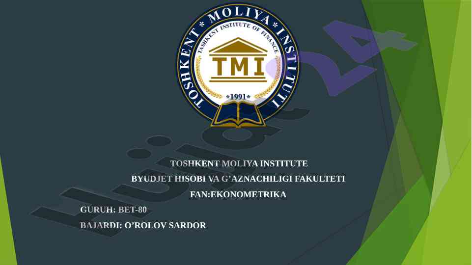 Byudjet hisobi va gaznachiligi bo'yicha ekonometrika