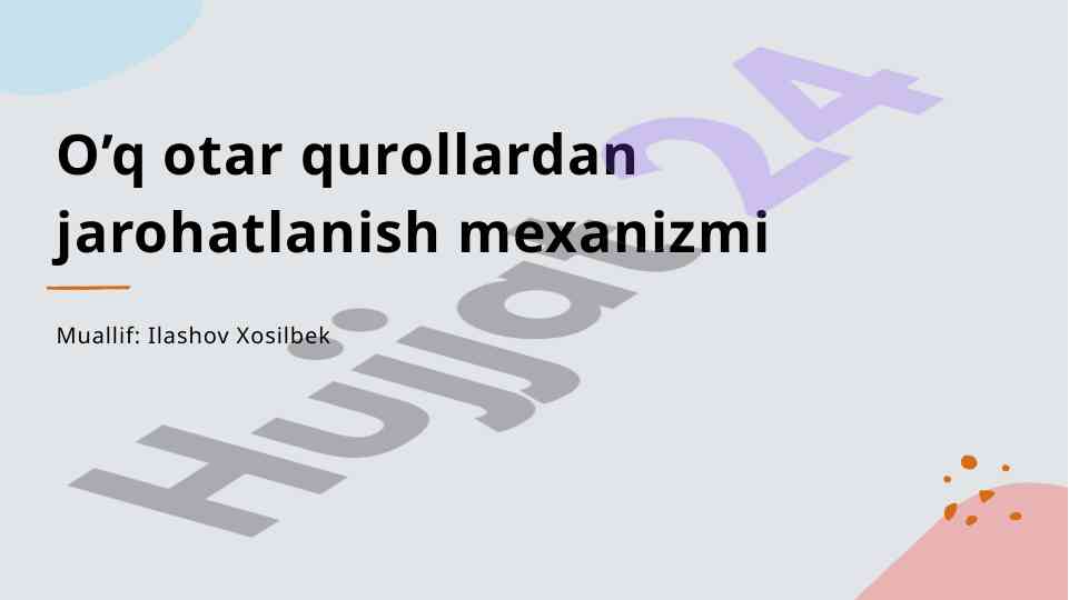 O'q otar qurollardan jarohatlanish mexanizmi