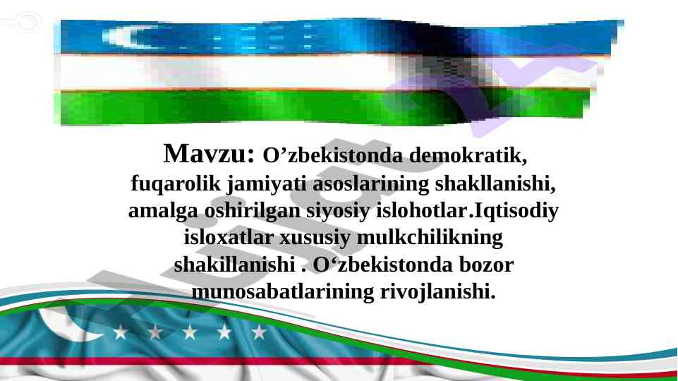 O’zbekistonda demokratik fuqarolik jamiyati asoslari