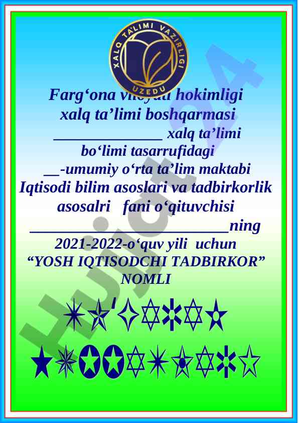 Yosh iqtisodchi tadbirkor to‘garak a‘zolari haqida ma’lumot