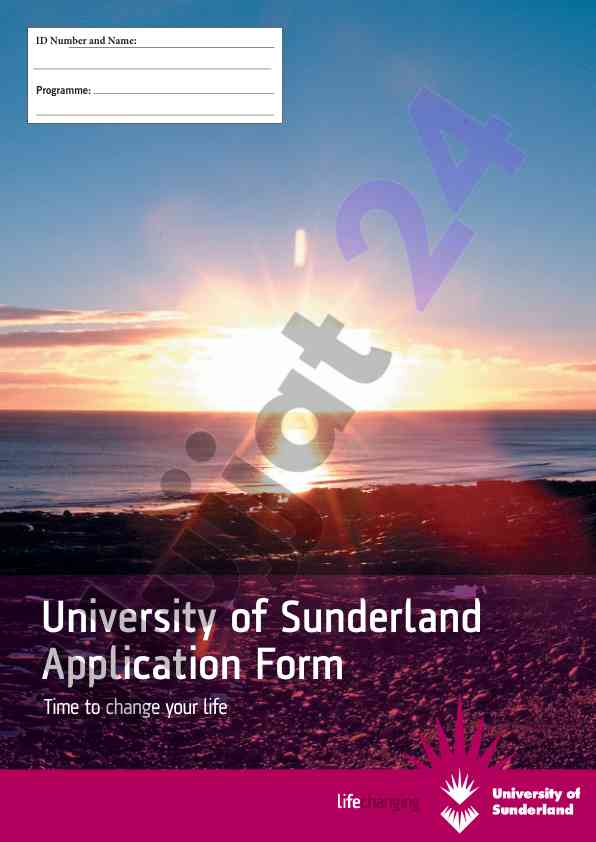 University of sunderland application form guide