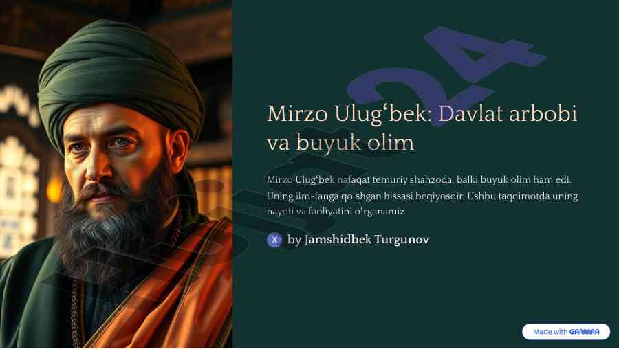 Mirzo ulugbek: state figure and great scientist