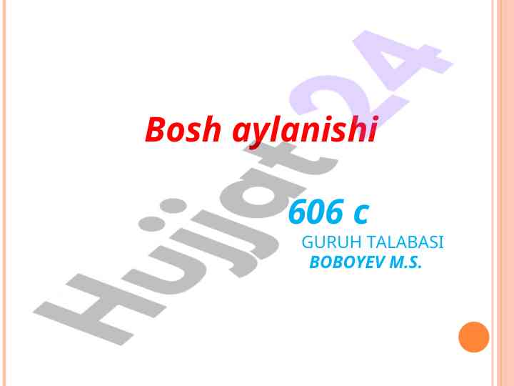 Bosh aylanishi va vestibulyar tizim tahlili