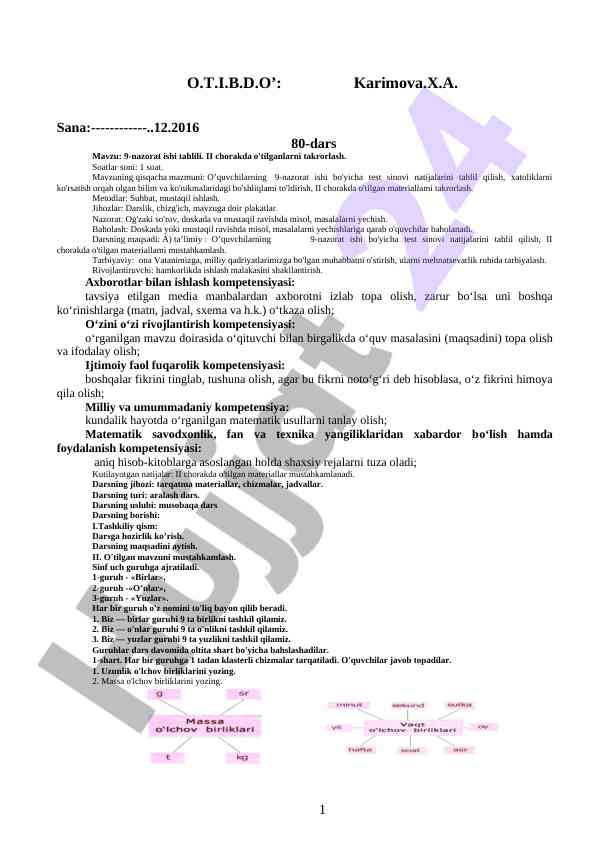 9-nazorat ishi tahlili va takrorlash