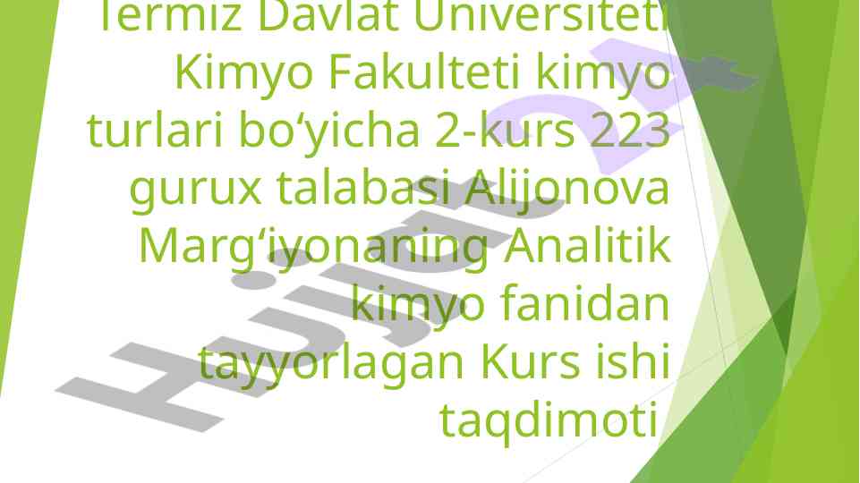 Kislota asosli titrashning xatoliklari taqdimoti