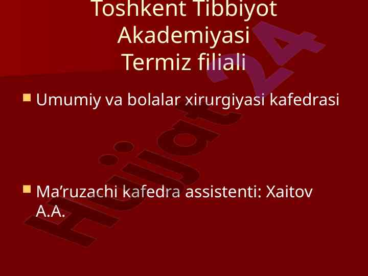 Xirurgik bemorlarni tekshirish usullari