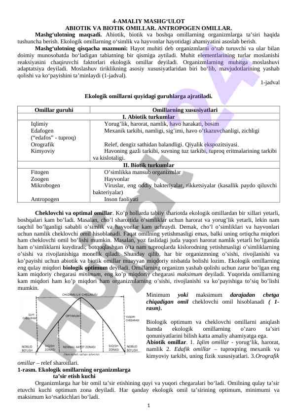 Abiotik va biotik omillar: ekologik ta'sirlar
