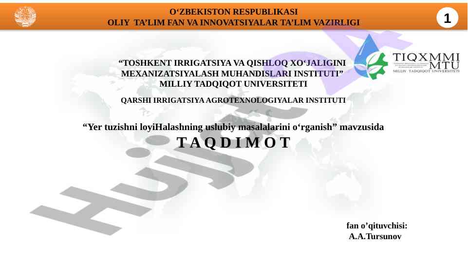 Yer tuzishni loyihalash muammolari va yechimlari