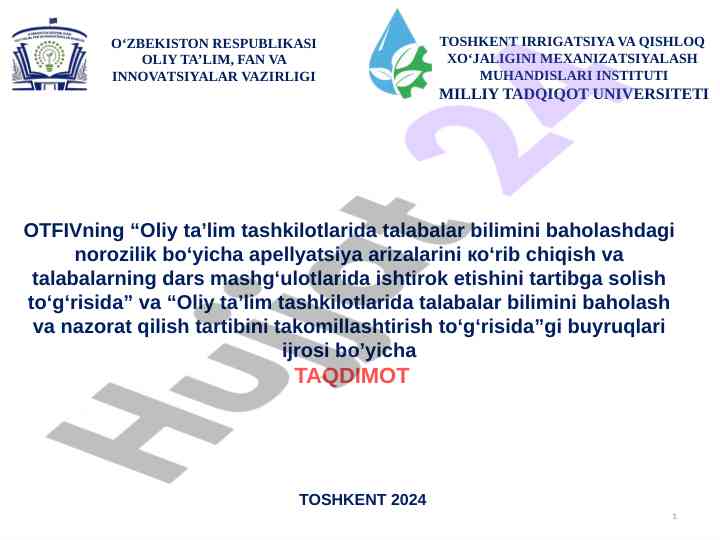 Oliy ta'lim tashkilotlarida talabalar baholash
