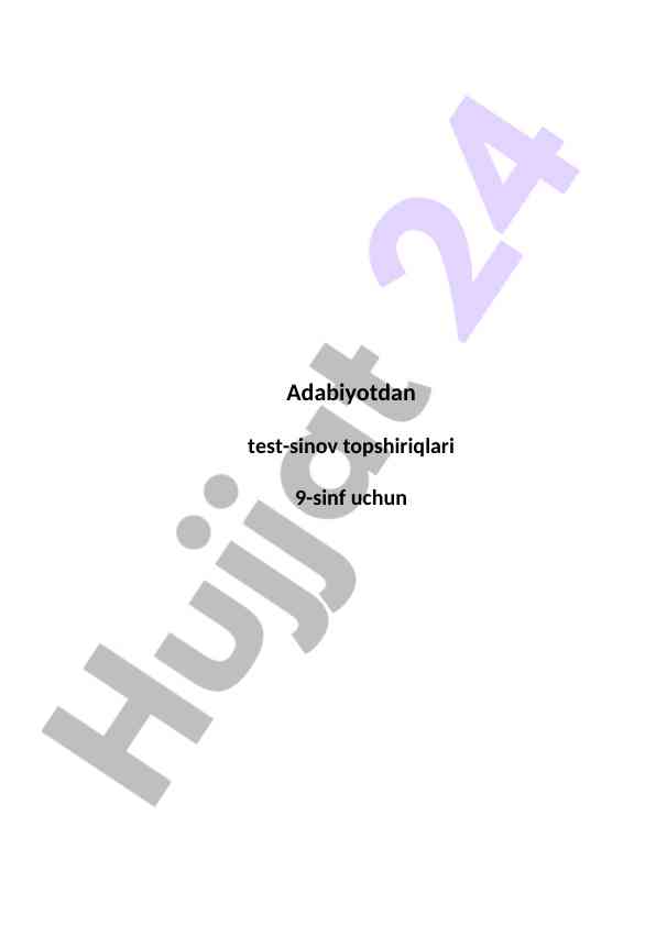 Adabiyot test sinov topshiriqlari 9-sinf uchun