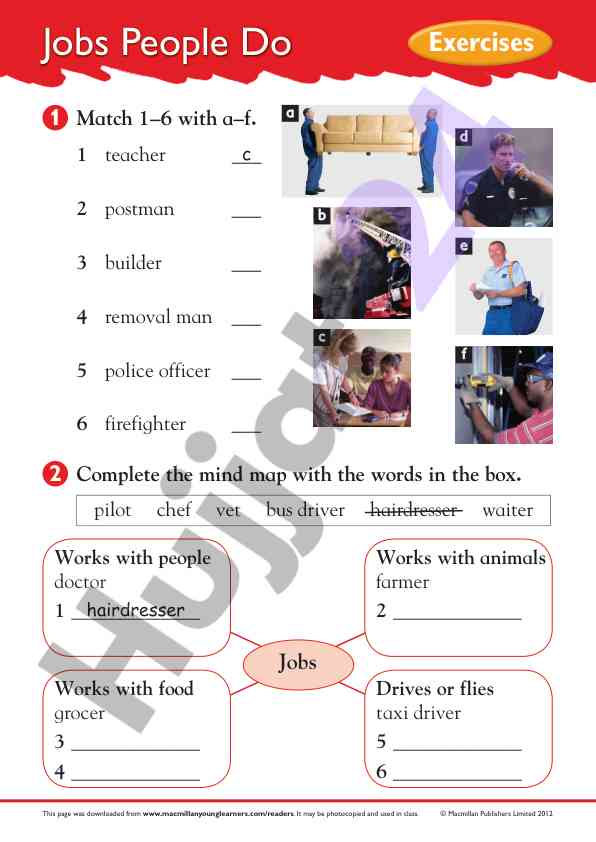 Jobs people do exercises for young learners
