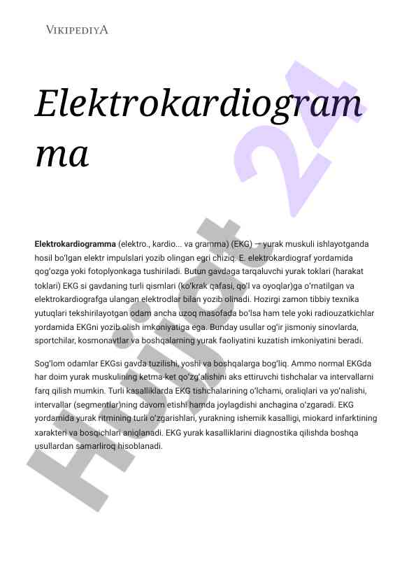 Elektrokardiogramma yozish texnikalari va yutuqlari