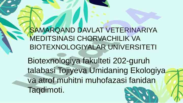 Ekologiya va inson sog‘lig‘i taqdimoti