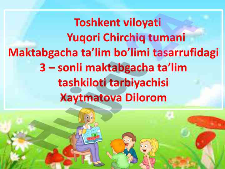 Sog`lom tanda – sog` aql ta’limi bo’yicha dars ishlanmasi