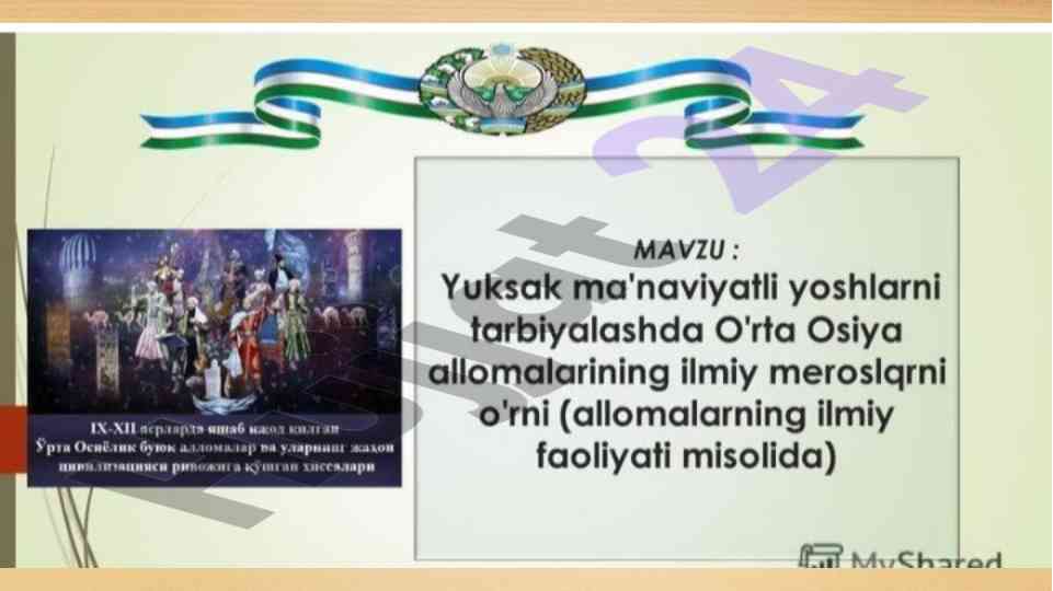 Orta osiyo manaviyati va sharq mutafakkirlari