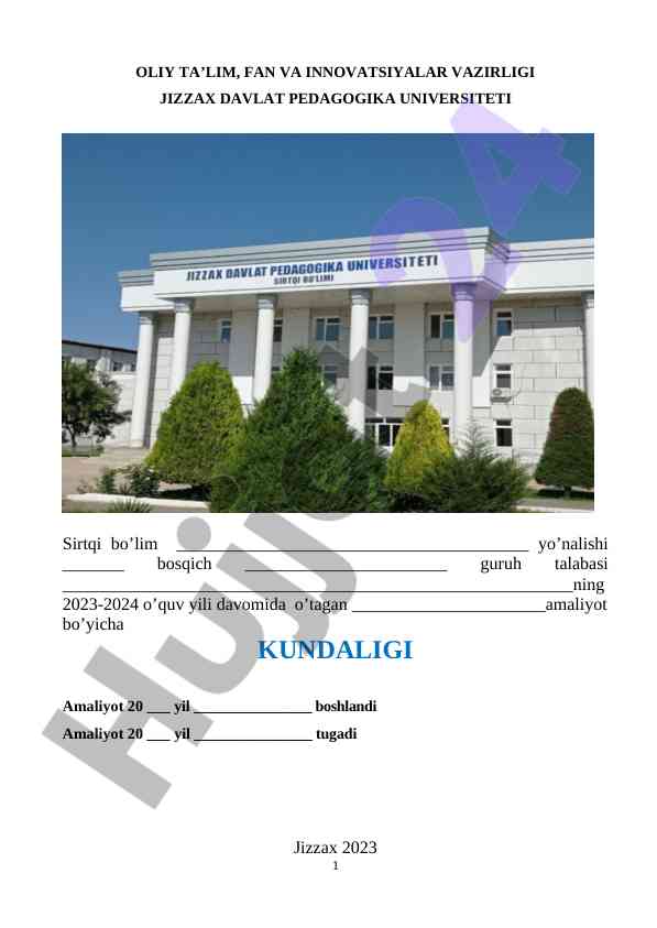 Malakaviy amaliyot kundaligi bo‘yicha ko‘rsatmalar