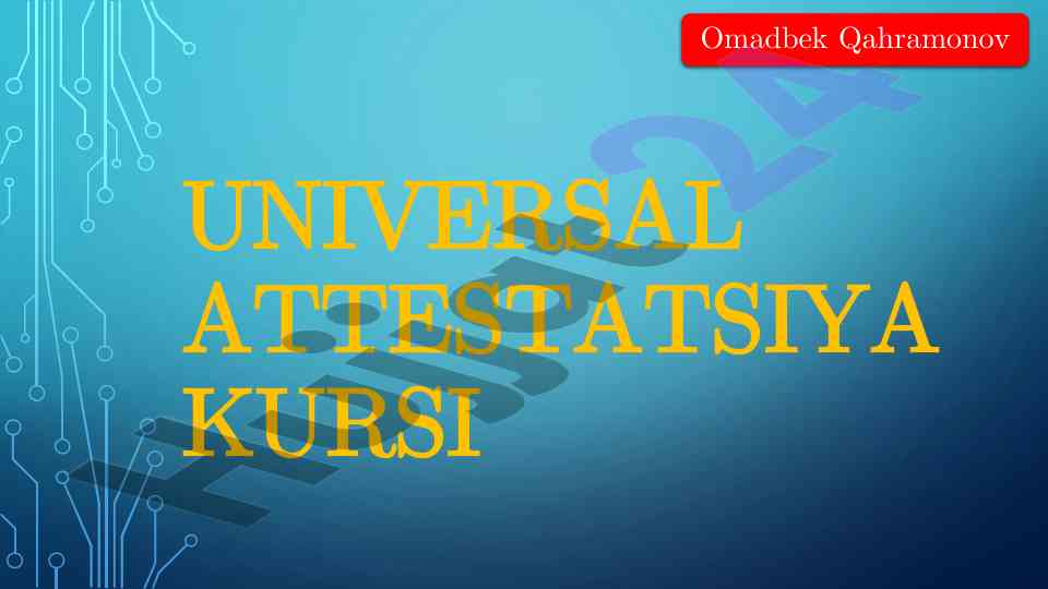 Umumiy kimyo dars rejasi va nazariy testlar