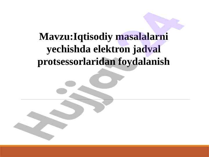 Elektron jadval protsessorlaridan foydalanish