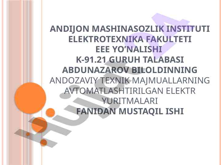Burg‘ulovchi dastgohlarining elektr yuritmalarini o‘rganish