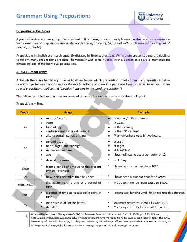 Understanding prepositions in english grammar