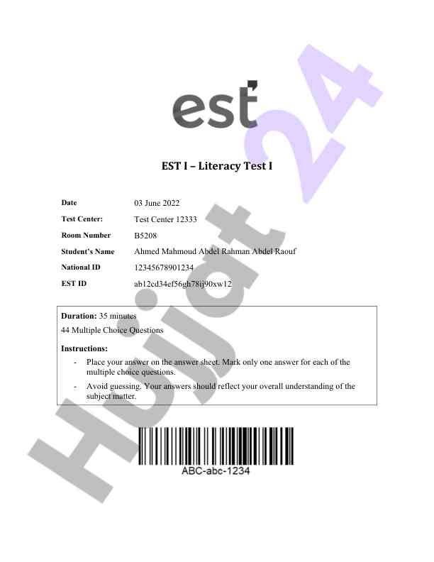 Est i – literacy test instructions and guidelines