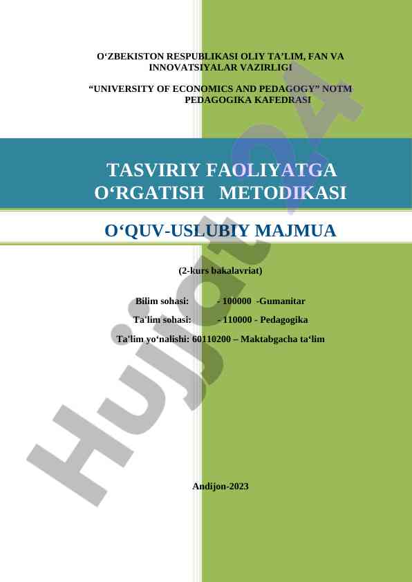 Tasviriy faoliyatga o‘rgatish metodikasi majmua