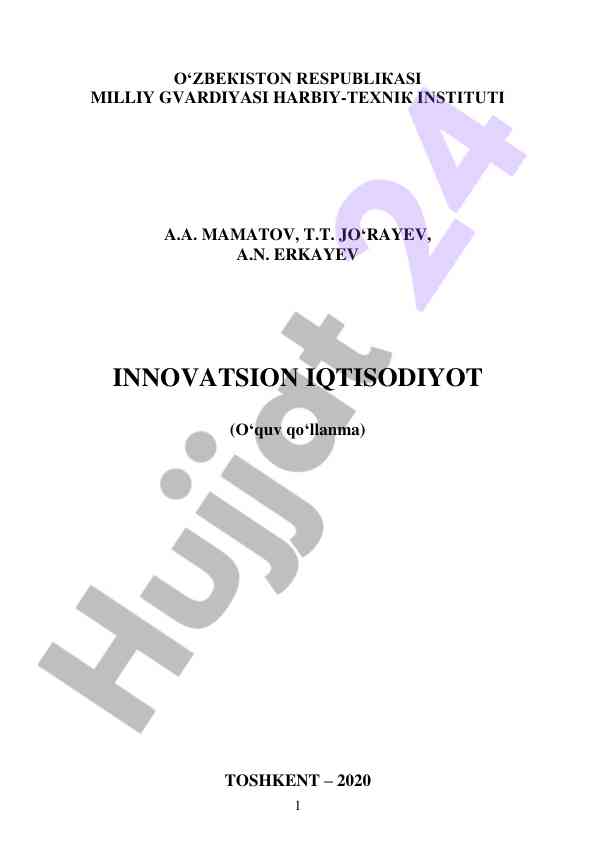 Innovatsion iqtisodiyot o‘quv qo‘llanmasi