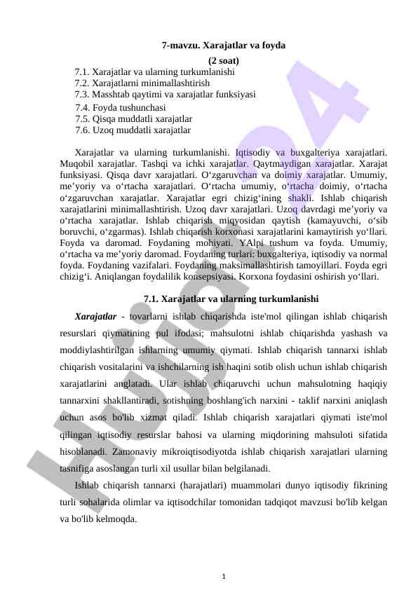 Xarajatlar va foyda: tushunchalar va minimallashtirish